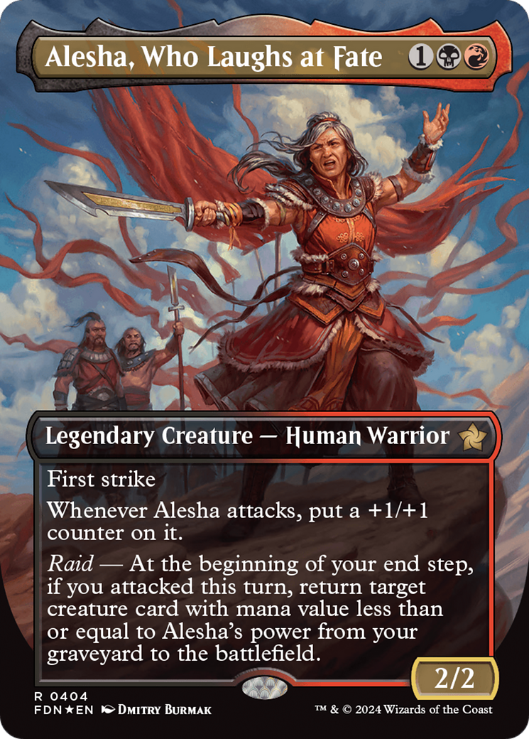 Alesha, Who Laughs at Fate (Borderless) (Mana Foil) [Foundations] | RetroPlay Games