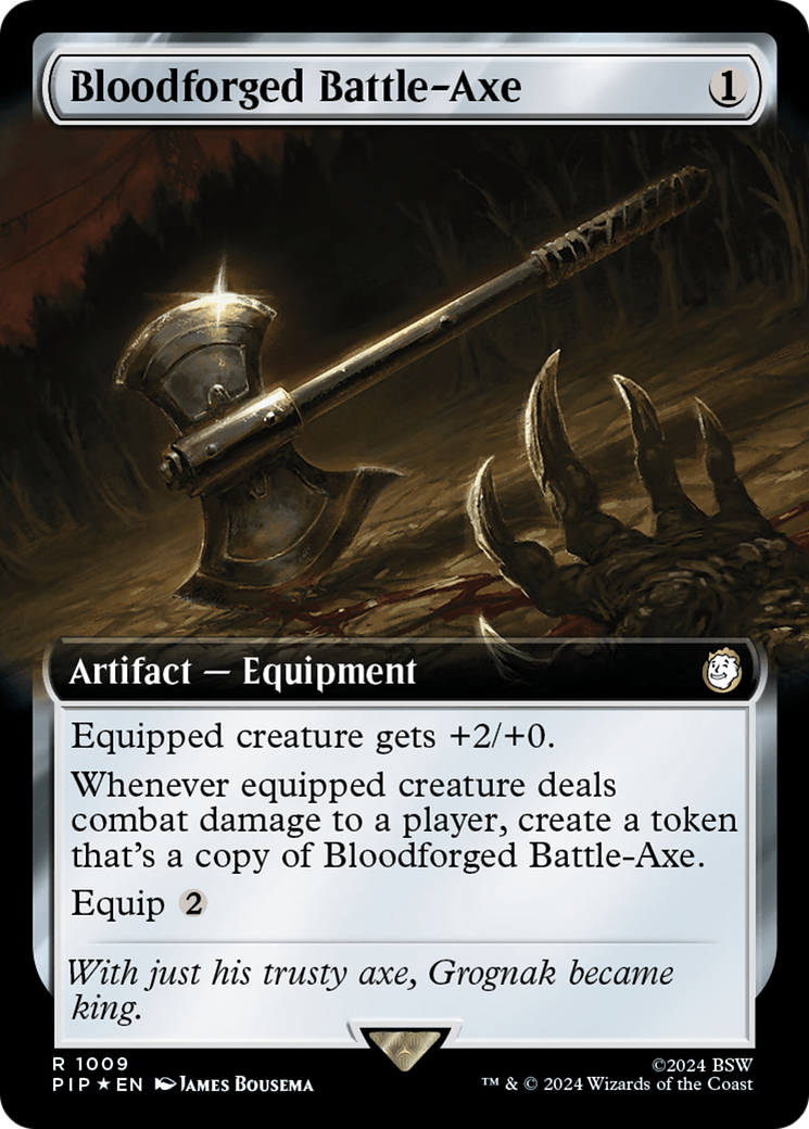 Bloodforged Battle-Axe (Extended Art) (Surge Foil) [Fallout] | RetroPlay Games