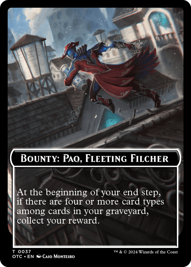 Bounty: Paq, Fleeting Filcher // Bounty Rules Double-Sided Token [Outlaws of Thunder Junction Commander Tokens] | RetroPlay Games