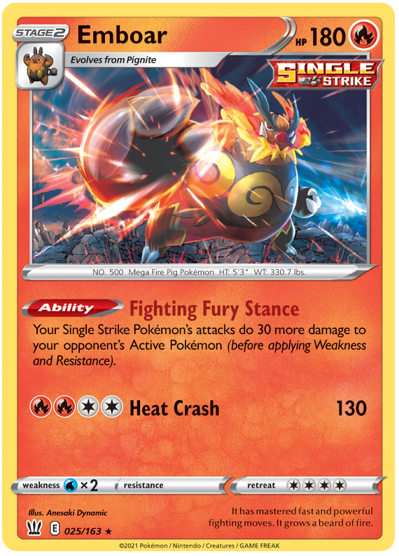 Emboar (025/163) [Sword & Shield: Battle Styles] | RetroPlay Games