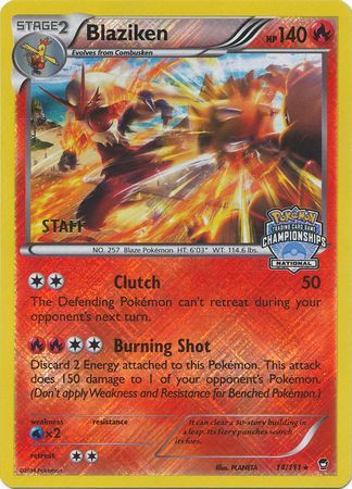 Blaziken (14/111) (Staff National Championship Promo) [XY: Furious Fists] | RetroPlay Games