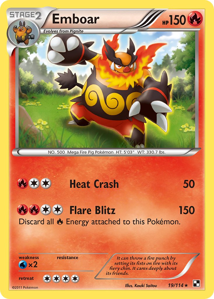 Emboar (19/114) (Cracked Ice Holo) (Theme Deck Exclusive) [Black & White: Base Set] | RetroPlay Games