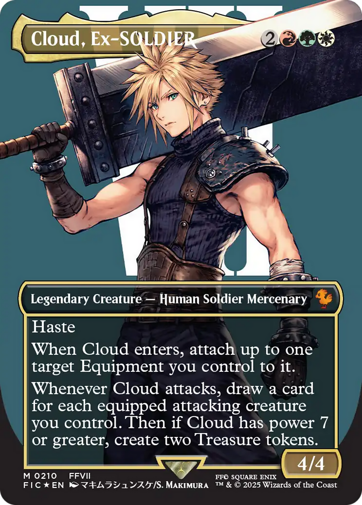 Cloud, Ex-SOLDIER (Borderless) (Surge Foil) [FINAL FANTASY Commander] | RetroPlay Games