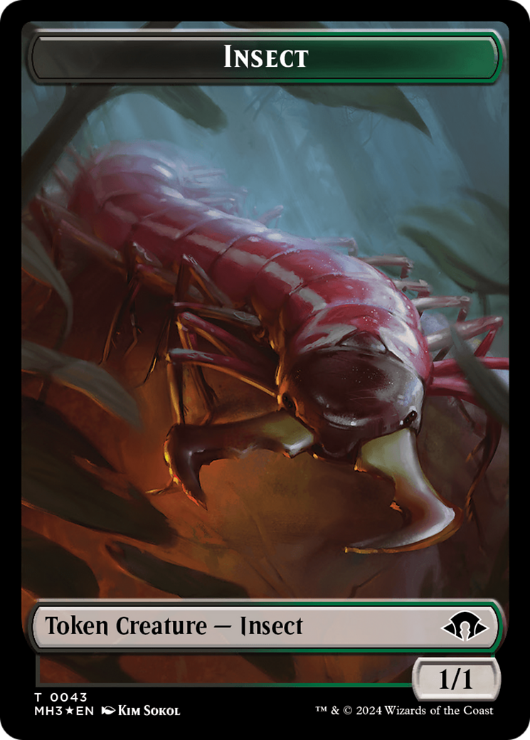 Insect (0043) (Ripple Foil) // Zombie Double-Sided Token [Modern Horizons 3 Tokens] | RetroPlay Games