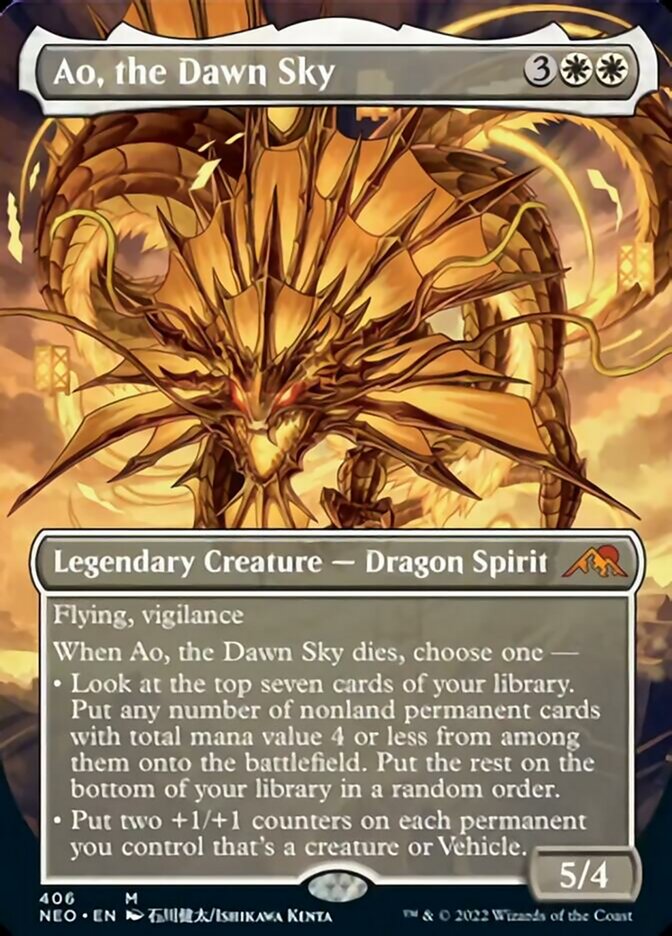 Ao, the Dawn Sky (Borderless Alternate Art) [Kamigawa: Neon Dynasty] | RetroPlay Games