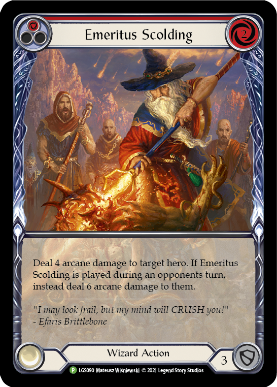 Emeritus Scolding (Red Extended Art) [LGS090] (Promo)  Rainbow Foil | RetroPlay Games