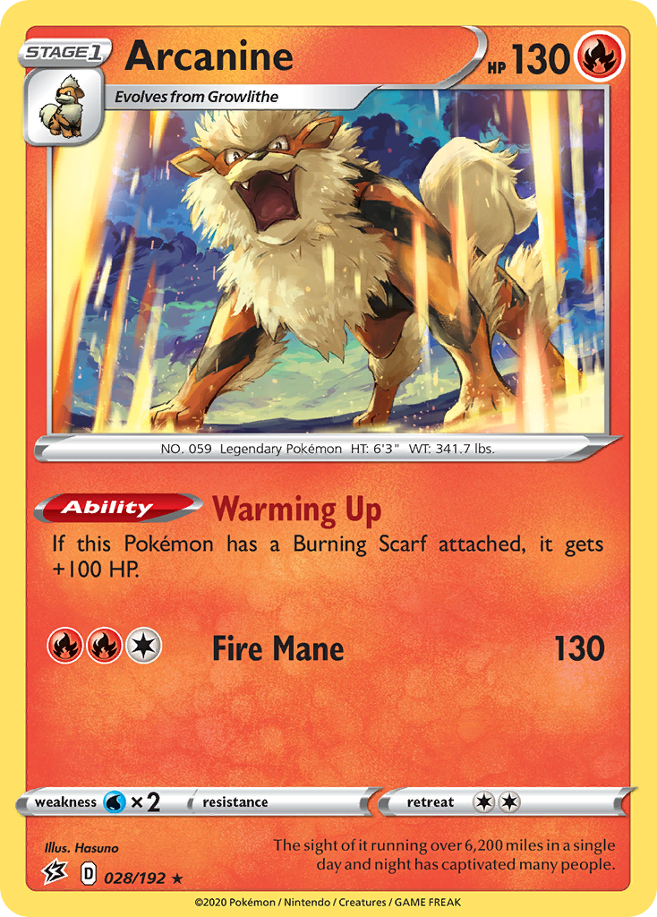 Arcanine (028/192) [Sword & Shield: Rebel Clash] | RetroPlay Games