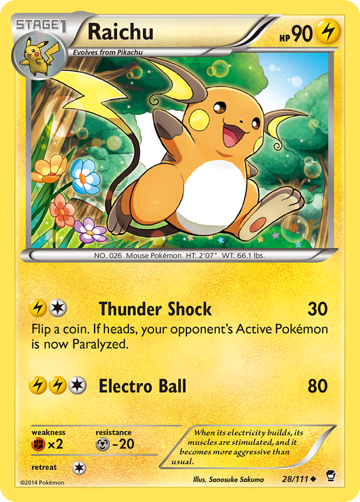 Raichu (28/111) [XY: Furious Fists] | RetroPlay Games