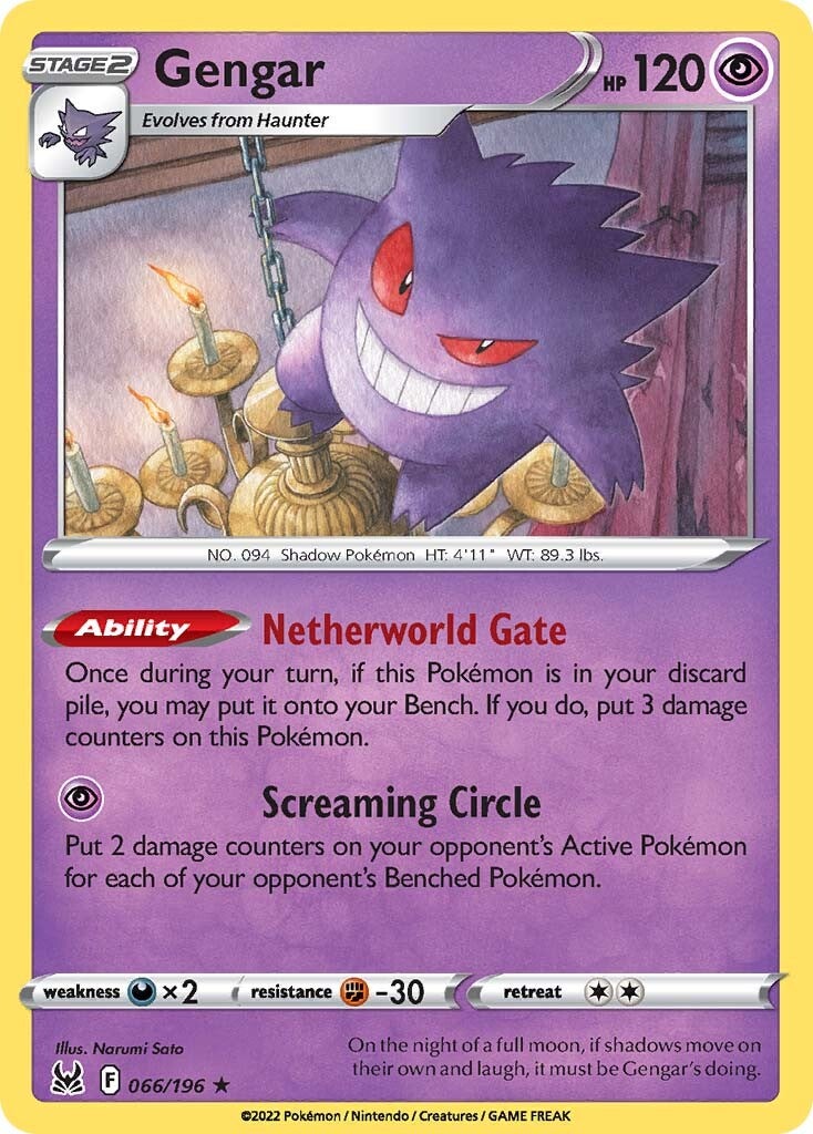 Gengar (066/196) (Theme Deck Exclusive) [Sword & Shield: Lost Origin] | RetroPlay Games