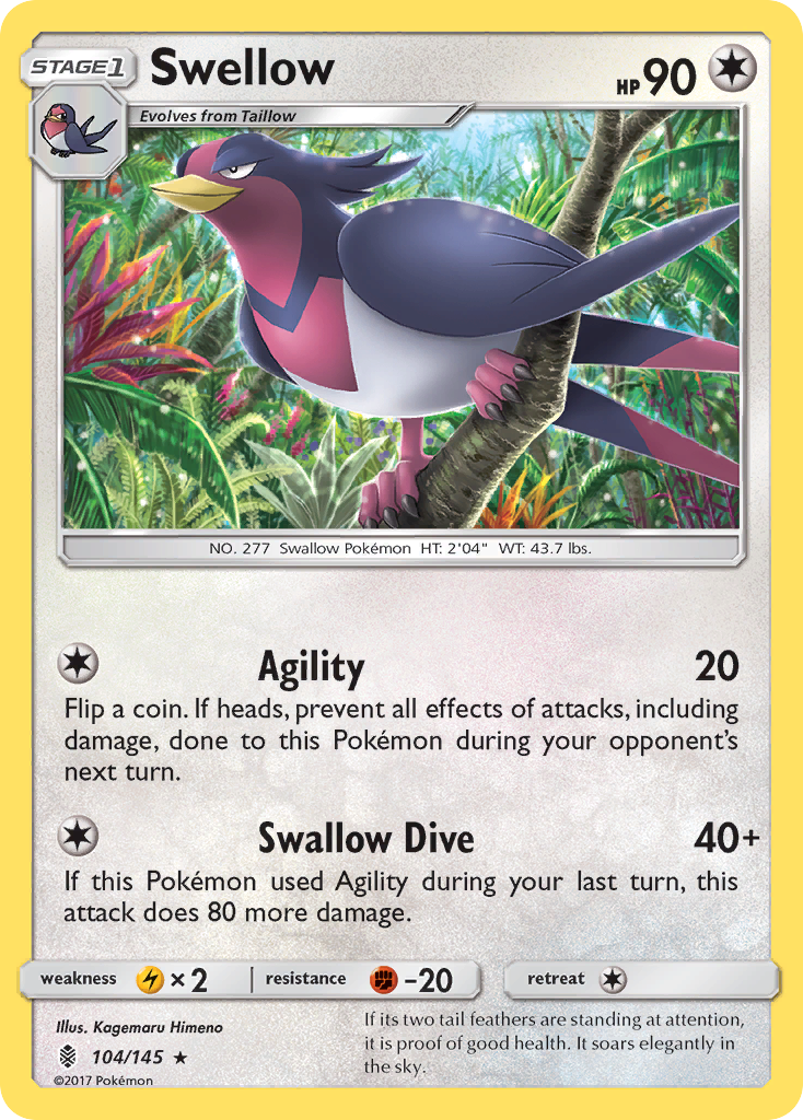 Swellow (104/145) [Sun & Moon: Guardians Rising] | RetroPlay Games