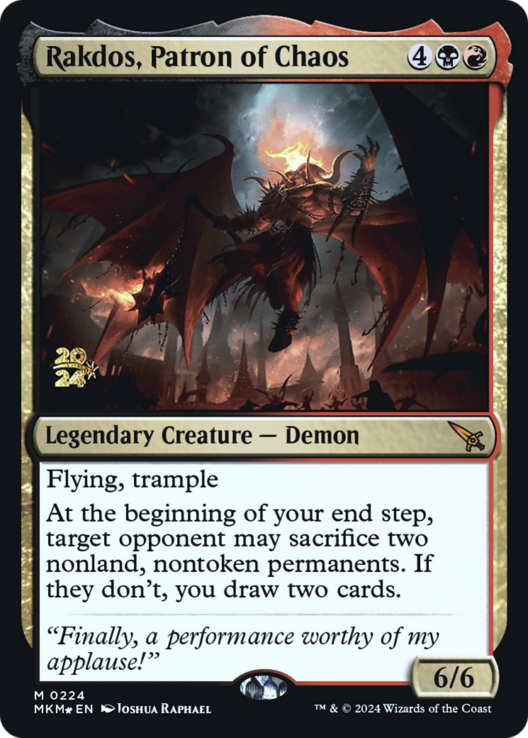 Rakdos, Patron of Chaos [Murders at Karlov Manor Prerelease Promos] | RetroPlay Games