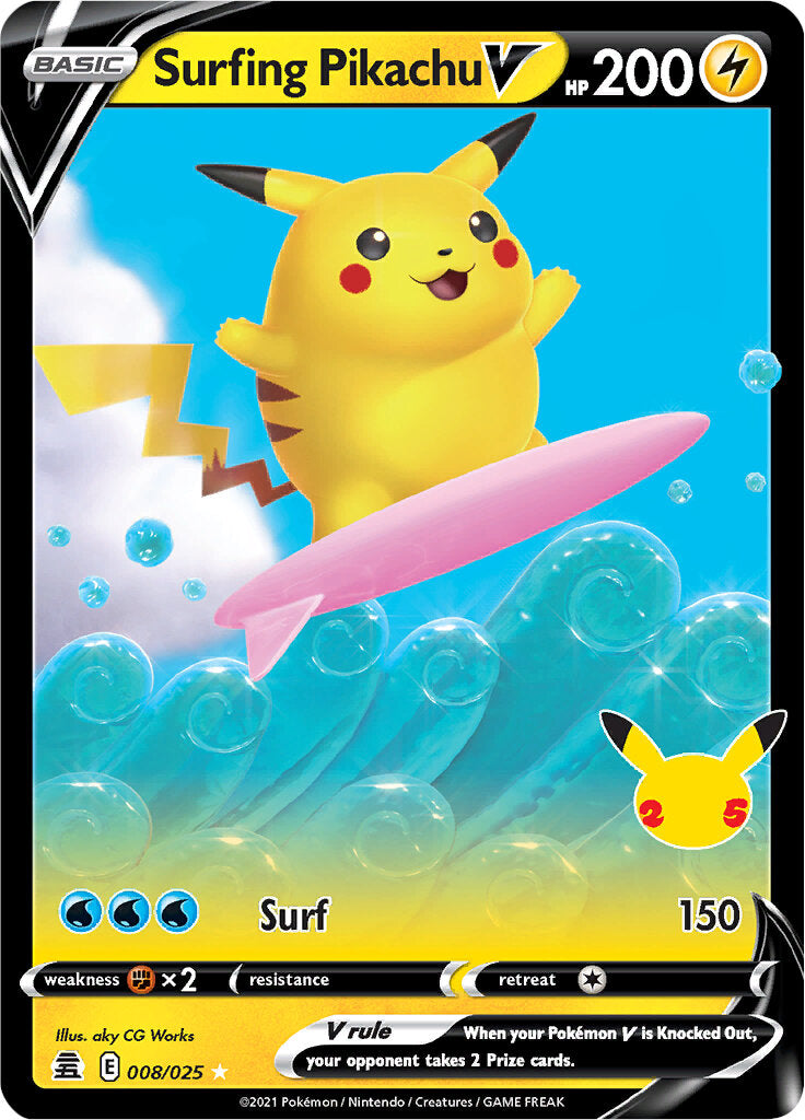 Surfing Pikachu V (008/025) [Celebrations: 25th Anniversary] | RetroPlay Games