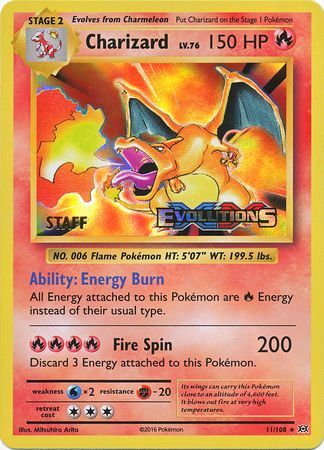 Charizard (11/108) (XY Evolutions Staff Prerelease) [XY: Black Star Promos] | RetroPlay Games