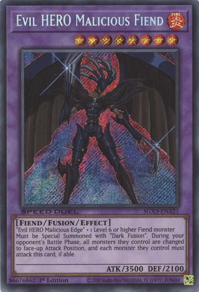 Evil HERO Malicious Fiend [SGX3-ENA21] Secret Rare | RetroPlay Games