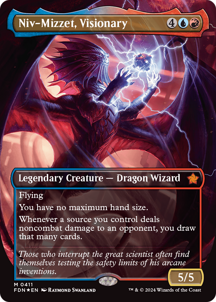 Niv-Mizzet, Visionary (Borderless) (Mana Foil) [Foundations] | RetroPlay Games