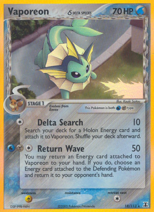 Vaporeon (18/113) (Delta Species) [EX: Delta Species] | RetroPlay Games