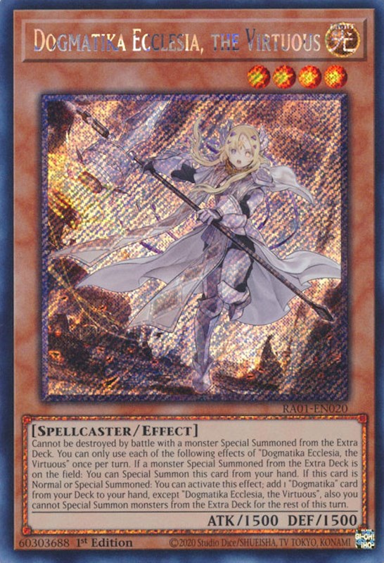 Dogmatika Ecclesia, the Virtuous [RA01-EN020] Platinum Secret Rare | RetroPlay Games