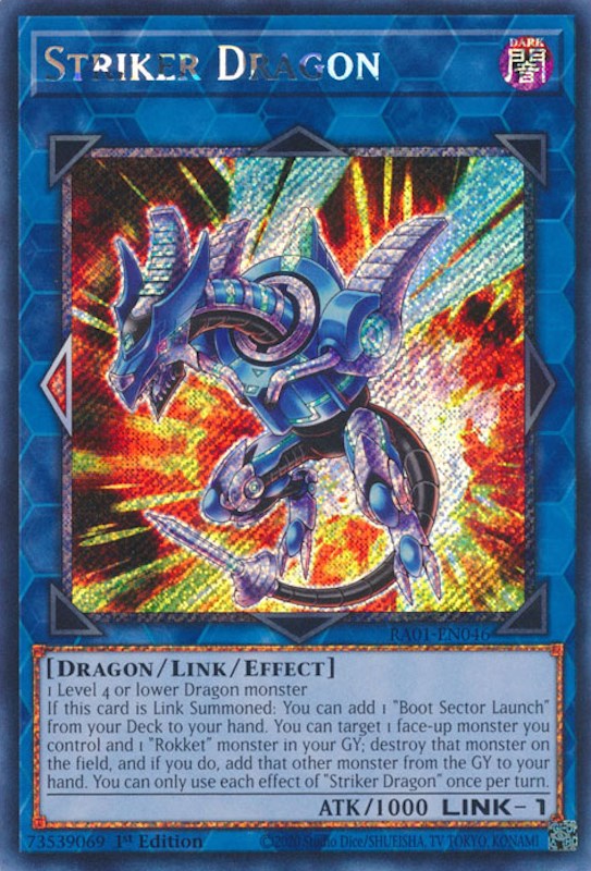 Striker Dragon [RA01-EN046] Platinum Secret Rare | RetroPlay Games