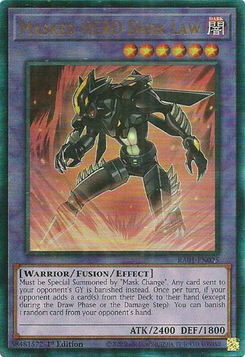 Masked HERO Dark Law [RA01-EN025] Prismatic Ultimate Rare | RetroPlay Games