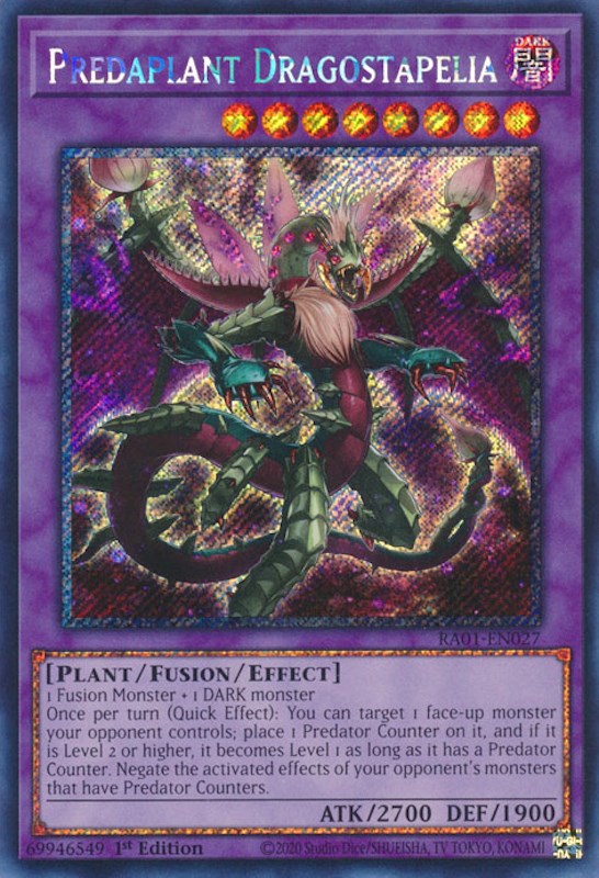 Predaplant Dragostapelia [RA01-EN027] Platinum Secret Rare | RetroPlay Games