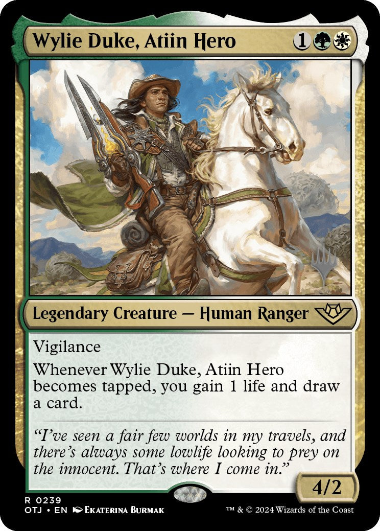 Wylie Duke, Atiin Hero (Promo Pack) [Outlaws of Thunder Junction Promos] | RetroPlay Games