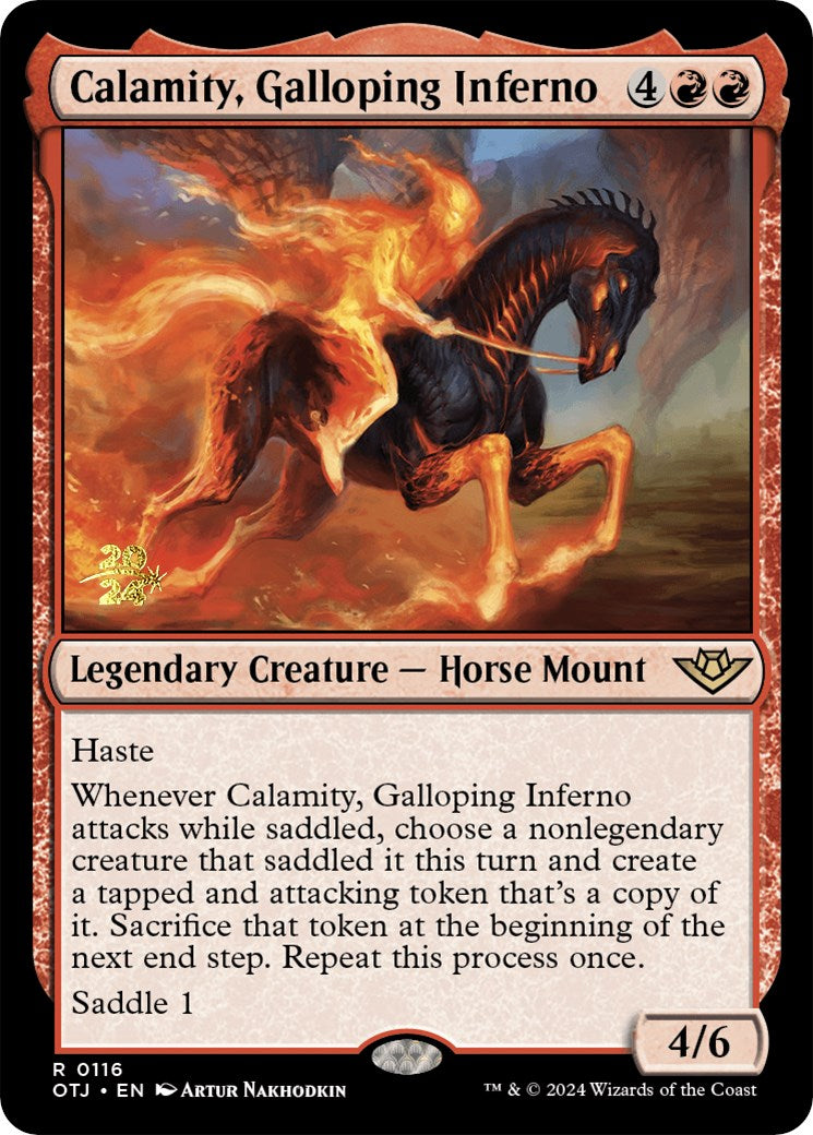 Calamity, Galloping Inferno [Outlaws of Thunder Junction Prerelease Promos] | RetroPlay Games