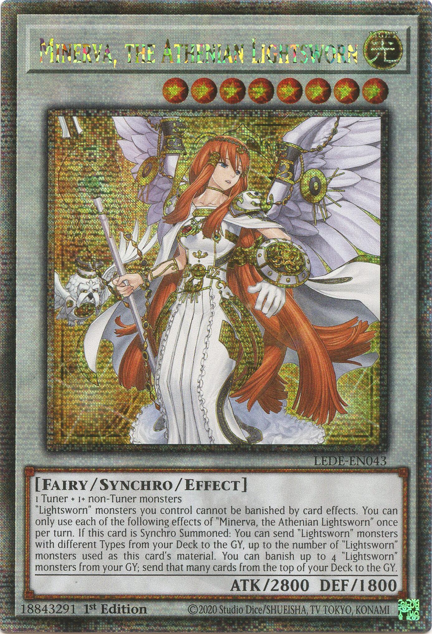 Minerva, the Athenian Lightsworn (Quarter Century Secret Rare) [LEDE-EN043] Quarter Century Secret Rare | RetroPlay Games