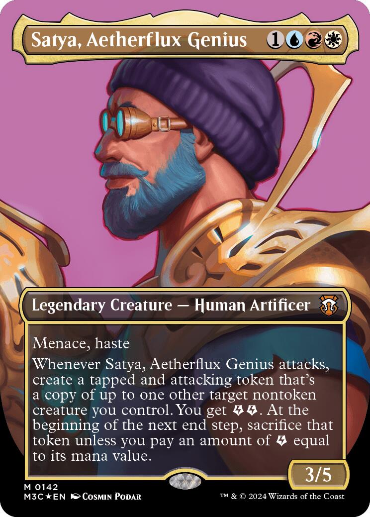 Satya, Aetherflux Genius (Borderless) (Ripple Foil) [Modern Horizons 3 Commander] | RetroPlay Games