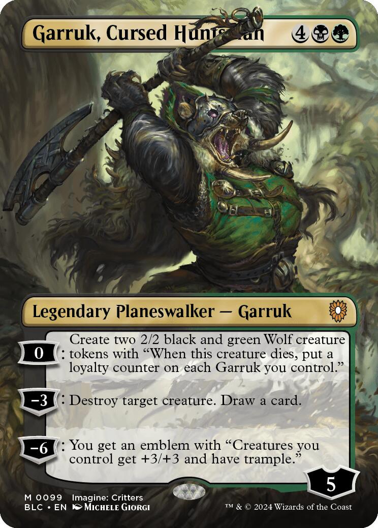 Garruk, Cursed Huntsman (Borderless) [Bloomburrow Commander] | RetroPlay Games