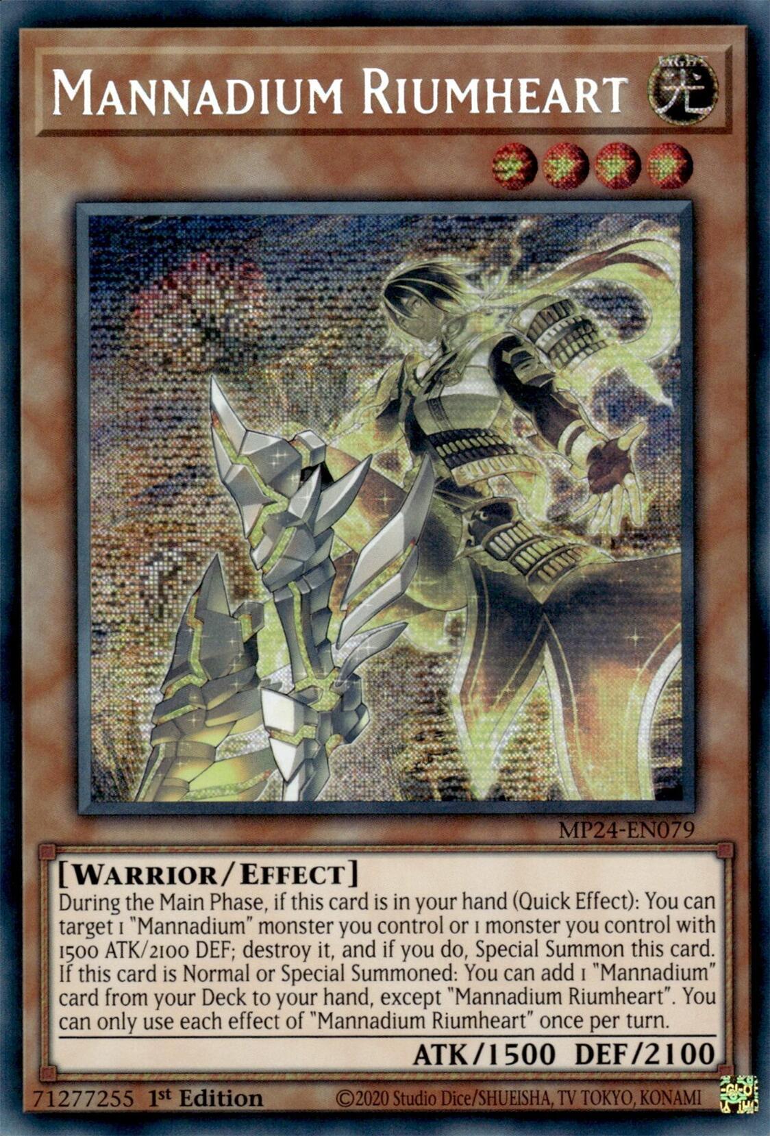 Mannadium Riumheart [MP24-EN079] Prismatic Secret Rare | RetroPlay Games