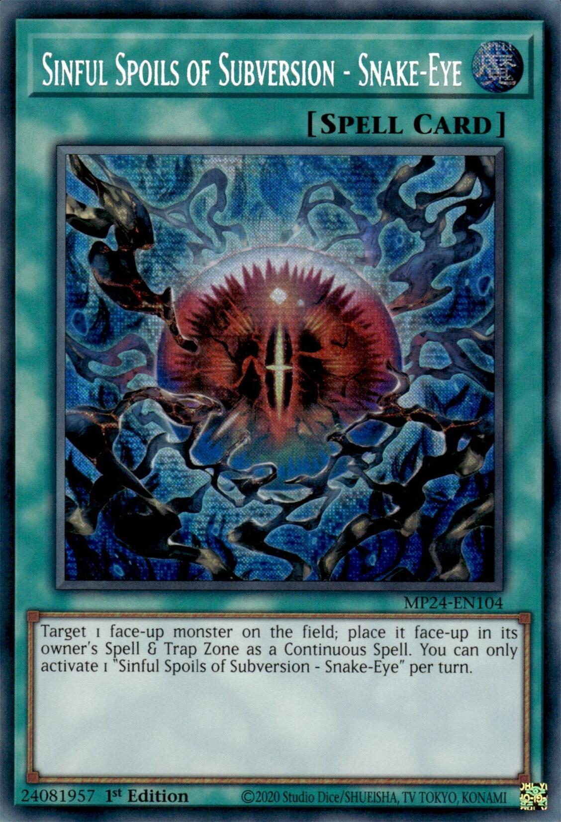 Sinful Spoils of Subversion - Snake-Eye [MP24-EN104] Prismatic Secret Rare | RetroPlay Games