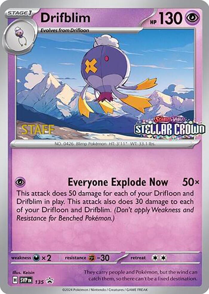 Drifblim (135) (Staff Promo) [Scarlet & Violet: Black Star Promos] | RetroPlay Games