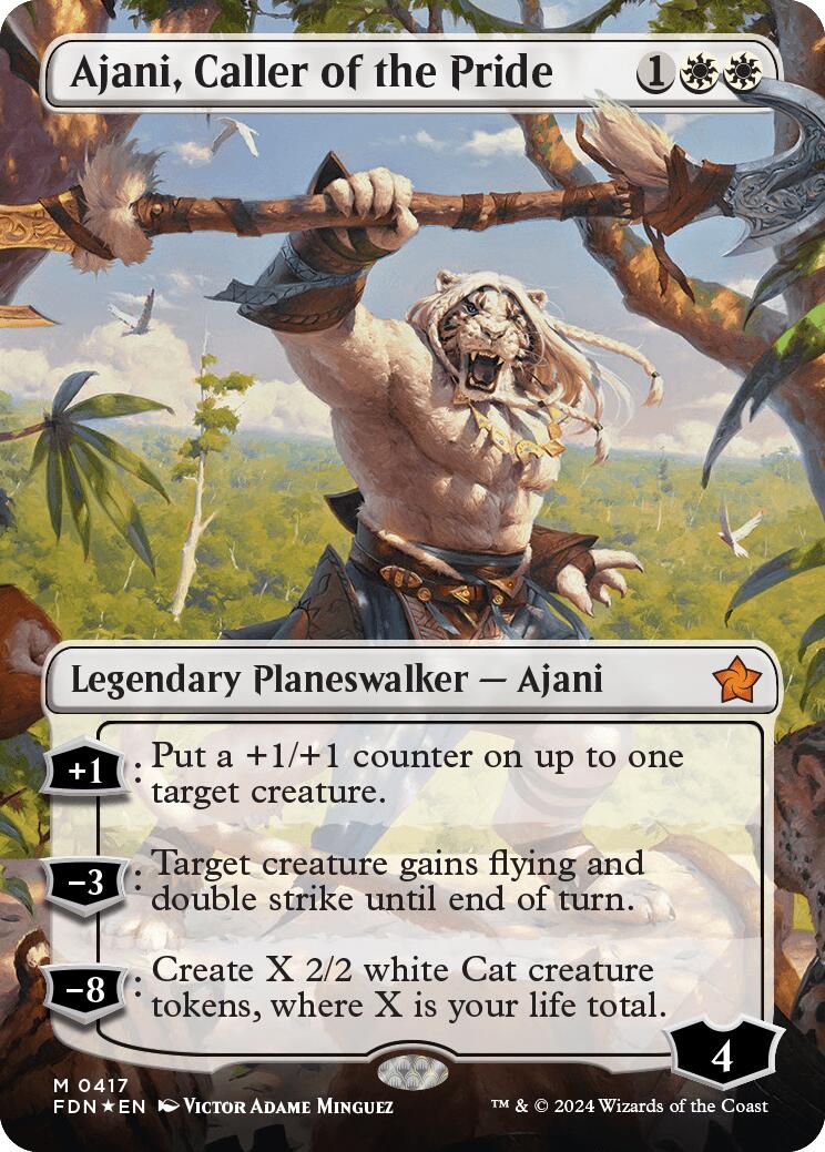 Ajani, Caller of the Pride (Borderless) (Mana Foil) [Foundations] | RetroPlay Games