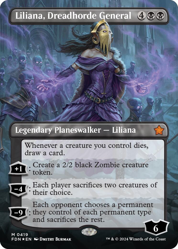 Liliana, Dreadhorde General (Borderless) (Mana Foil) [Foundations] | RetroPlay Games