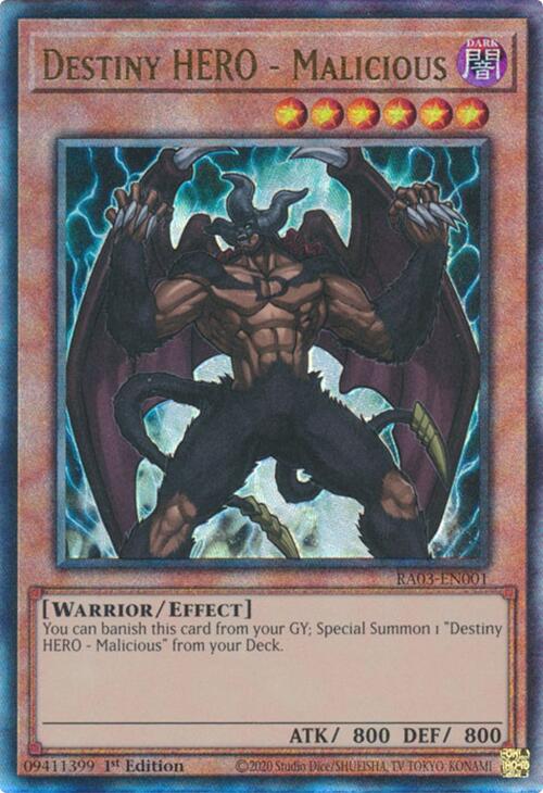 Destiny HERO - Malicious (UTR) [RA03-EN001] Prismatic Ultimate Rare | RetroPlay Games