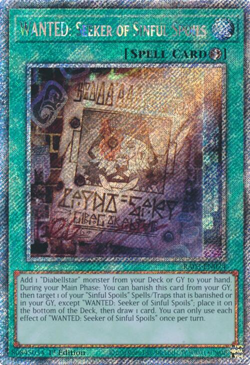 WANTED: Seeker of Sinful Spoils (Platinum Secret Rare) [RA03-EN074] Platinum Secret Rare | RetroPlay Games