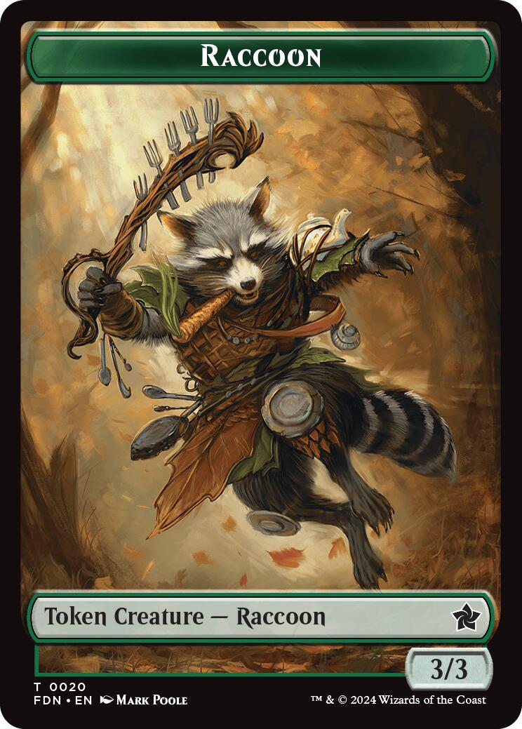 Elf Warrior // Raccoon Doubled-Sided Token [Foundations Tokens] | RetroPlay Games