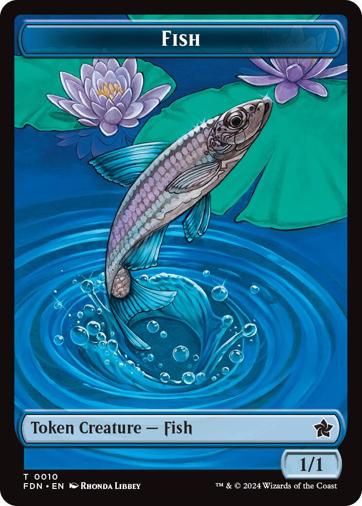 Faerie // Fish Doubled-Sided Token [Foundations Tokens] | RetroPlay Games