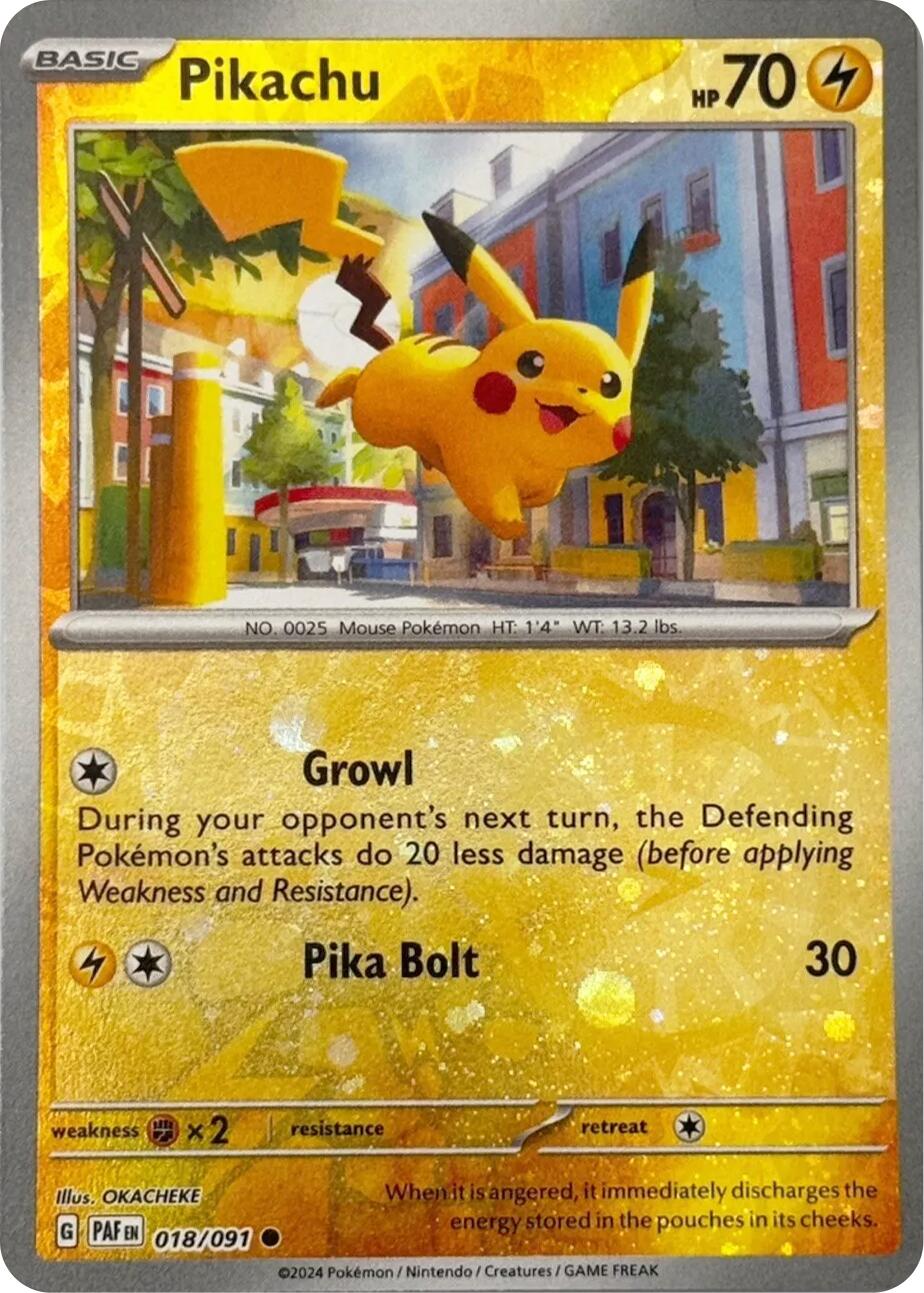 Pikachu (018/091) (Reverse Cosmos Holo) [Scarlet & Violet: Paldean Fates] | RetroPlay Games