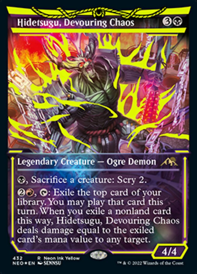 Hidetsugu, Devouring Chaos (Neon Ink Yellow) [Kamigawa: Neon Dynasty] | RetroPlay Games