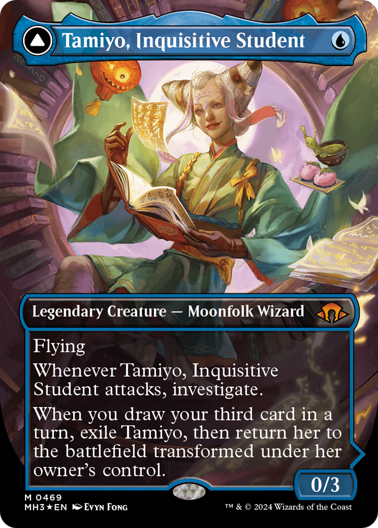 Tamiyo, Inquisitive Student // Tamiyo, Seasoned Scholar (Borderless) (Textured Foil) [Modern Horizons 3] | RetroPlay Games