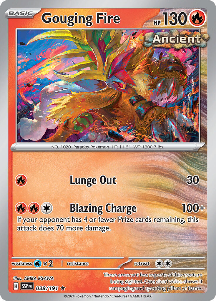 Gouging Fire (038/191) (Theme Deck Exclusive) [Scarlet & Violet: Surging Sparks] | RetroPlay Games