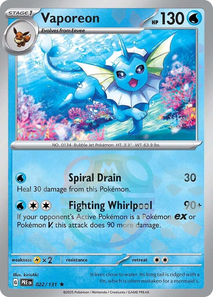 Vaporeon (022/131) (Master Ball Pattern) [Scarlet & Violet: Prismatic Evolutions] | RetroPlay Games