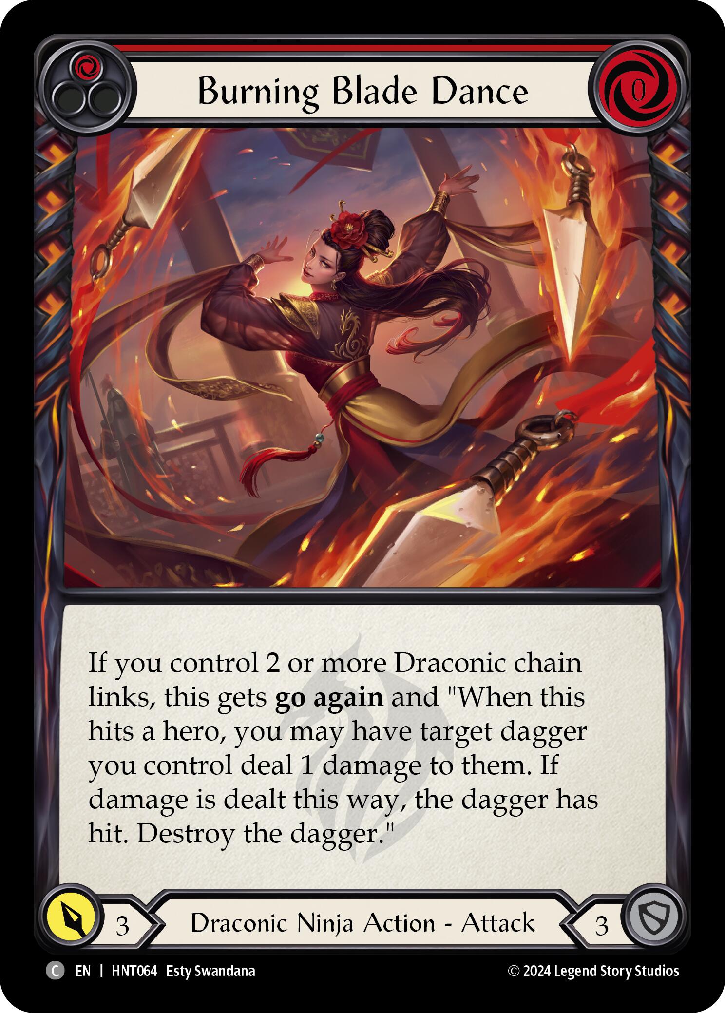 Burning Blade Dance (Red) [HNT064] (The Hunted)  Rainbow Foil | RetroPlay Games