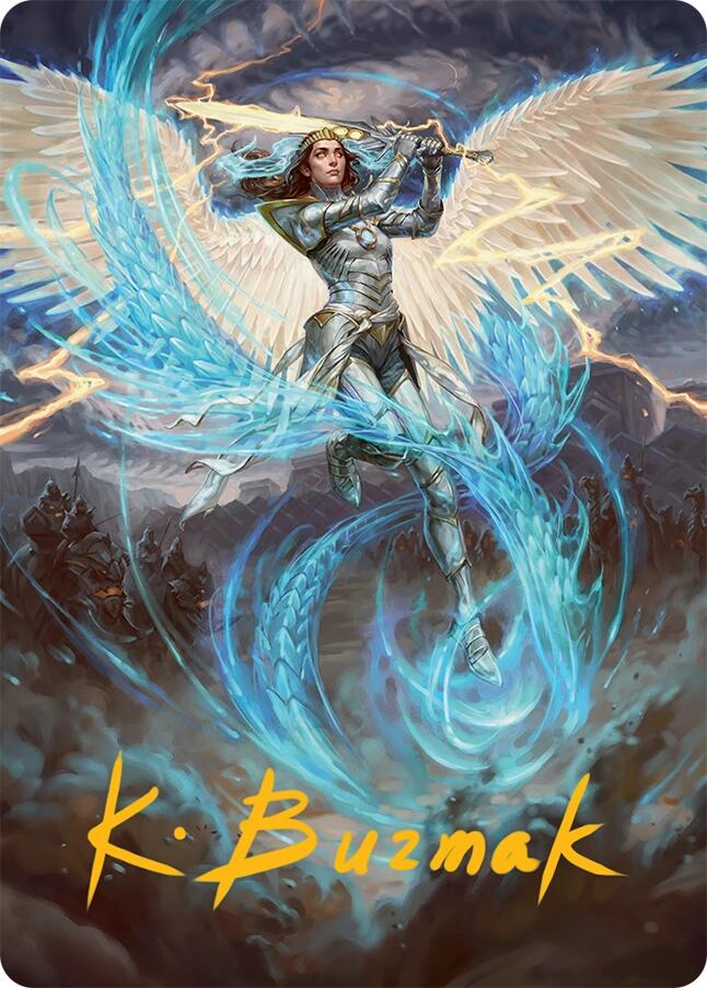 Elspeth, Storm Slayer Art Card (49/54) (Gold-Stamped Signature) [Tarkir: Dragonstorm Art Series] | RetroPlay Games
