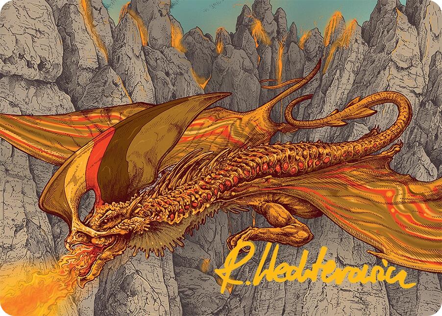 Magmatic Hellkite Art Card (34/54) (Gold-Stamped Signature) [Tarkir: Dragonstorm Art Series] | RetroPlay Games