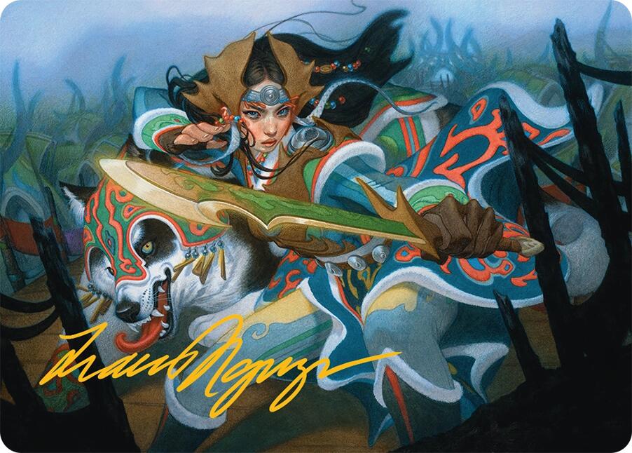 Eshki Dragonclaw Art Card (23/54) (Gold-Stamped Signature) [Tarkir: Dragonstorm Art Series] | RetroPlay Games