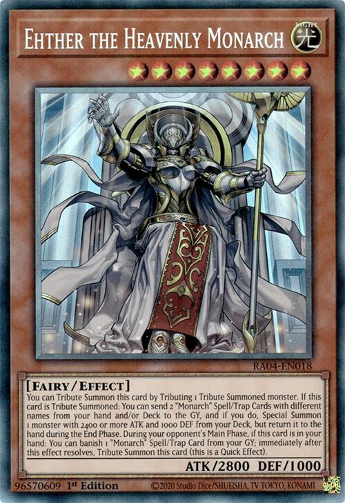 Ehther the Heavenly Monarch [RA04-EN018] Prismatic Collector's Rare | RetroPlay Games
