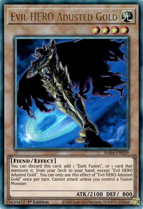 Evil HERO Adusted Gold [RA04-EN029] Prismatic Ultimate Rare | RetroPlay Games