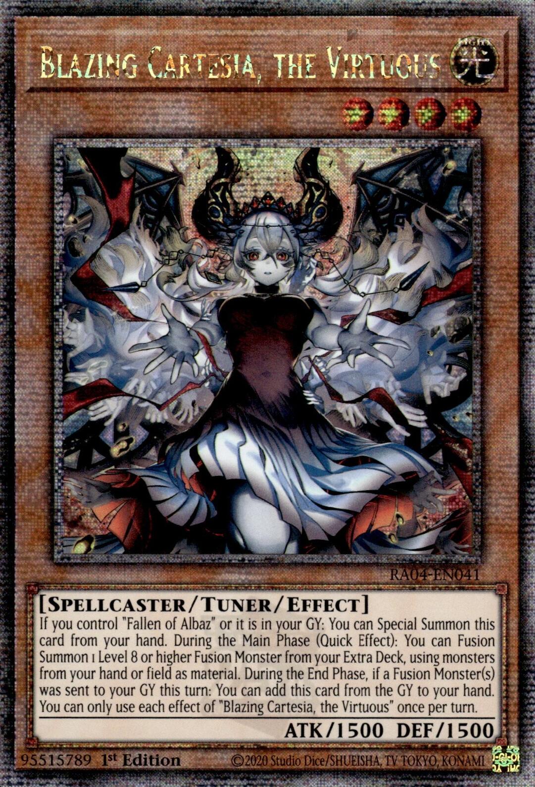 Blazing Cartesia, the Virtuous (New Art) [RA04-EN041] Quarter Century Secret Rare | RetroPlay Games